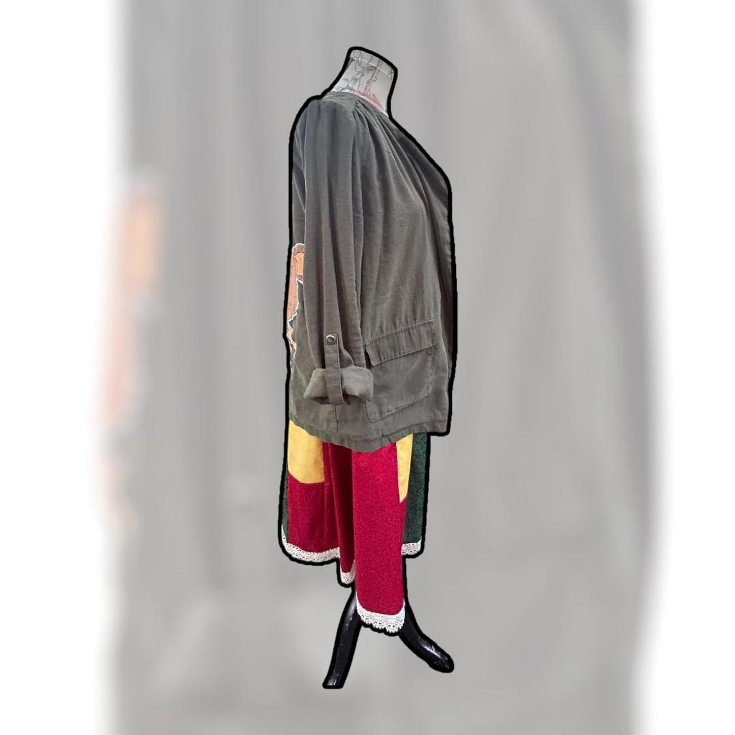 🌀 Upcycled Folk Art Jacket ❤️ Dancing Bear Edition 🌀