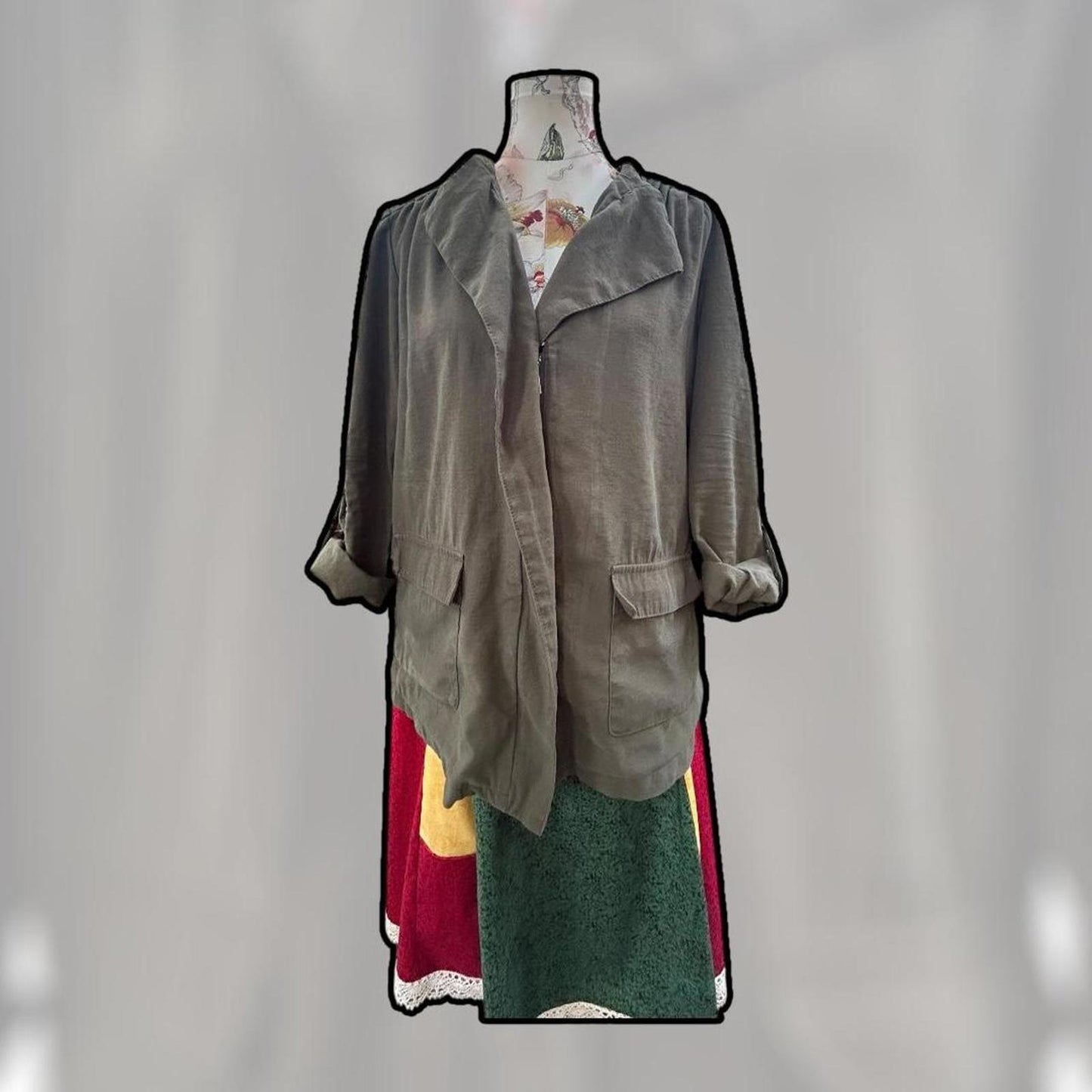 🌀 Upcycled Folk Art Jacket ❤️ Dancing Bear Edition 🌀