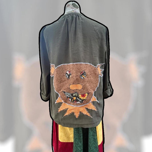 🌀 Upcycled Folk Art Jacket ❤️ Dancing Bear Edition 🌀