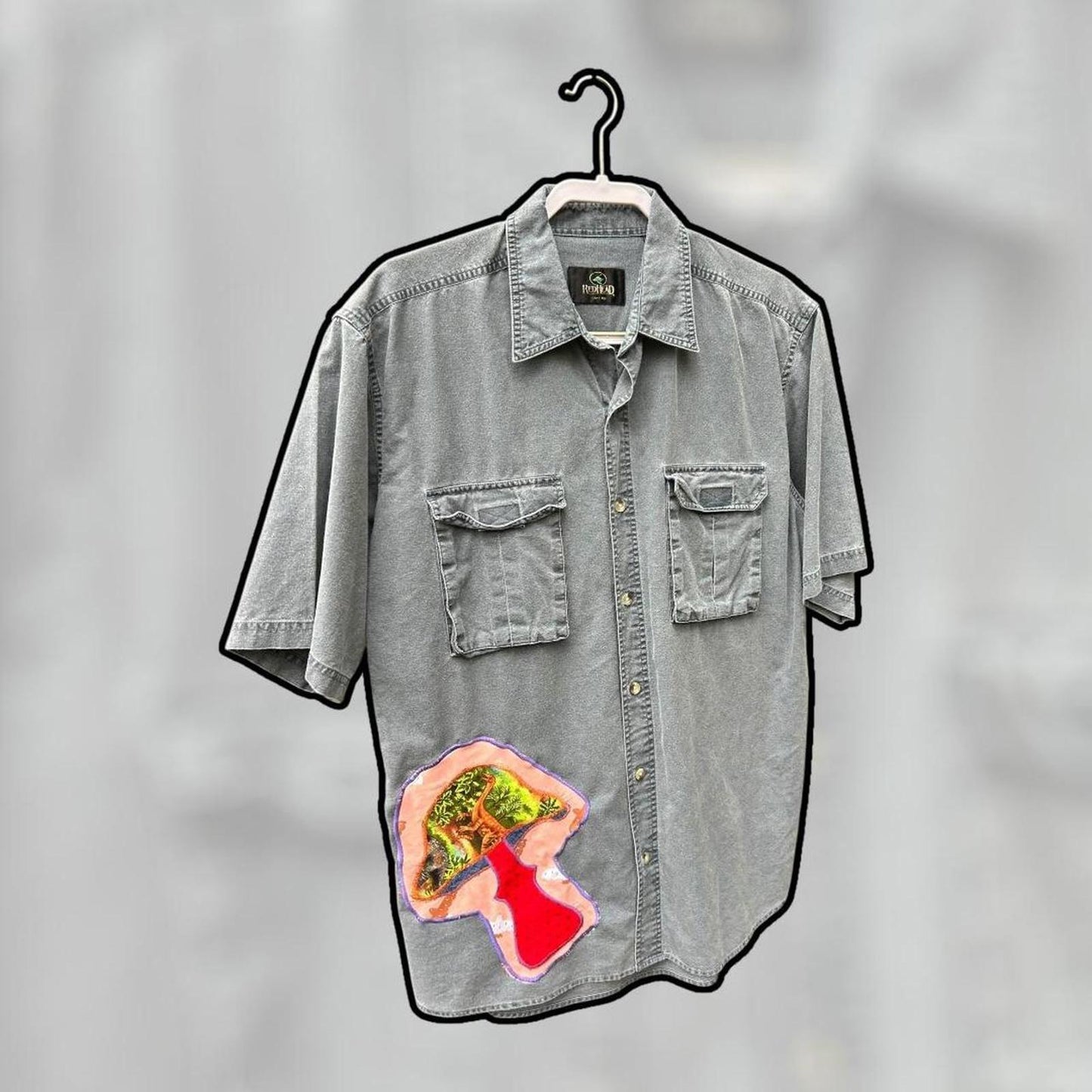 🍄 Upcycled Redhead Vintage Denim Mushroom Shirt 🍄