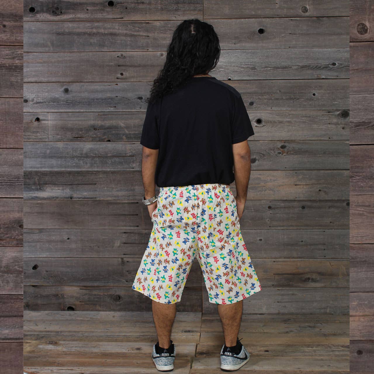 Grateful Dead Men's Cargo Shorts With Small Bear Print : Natural / Xlarge