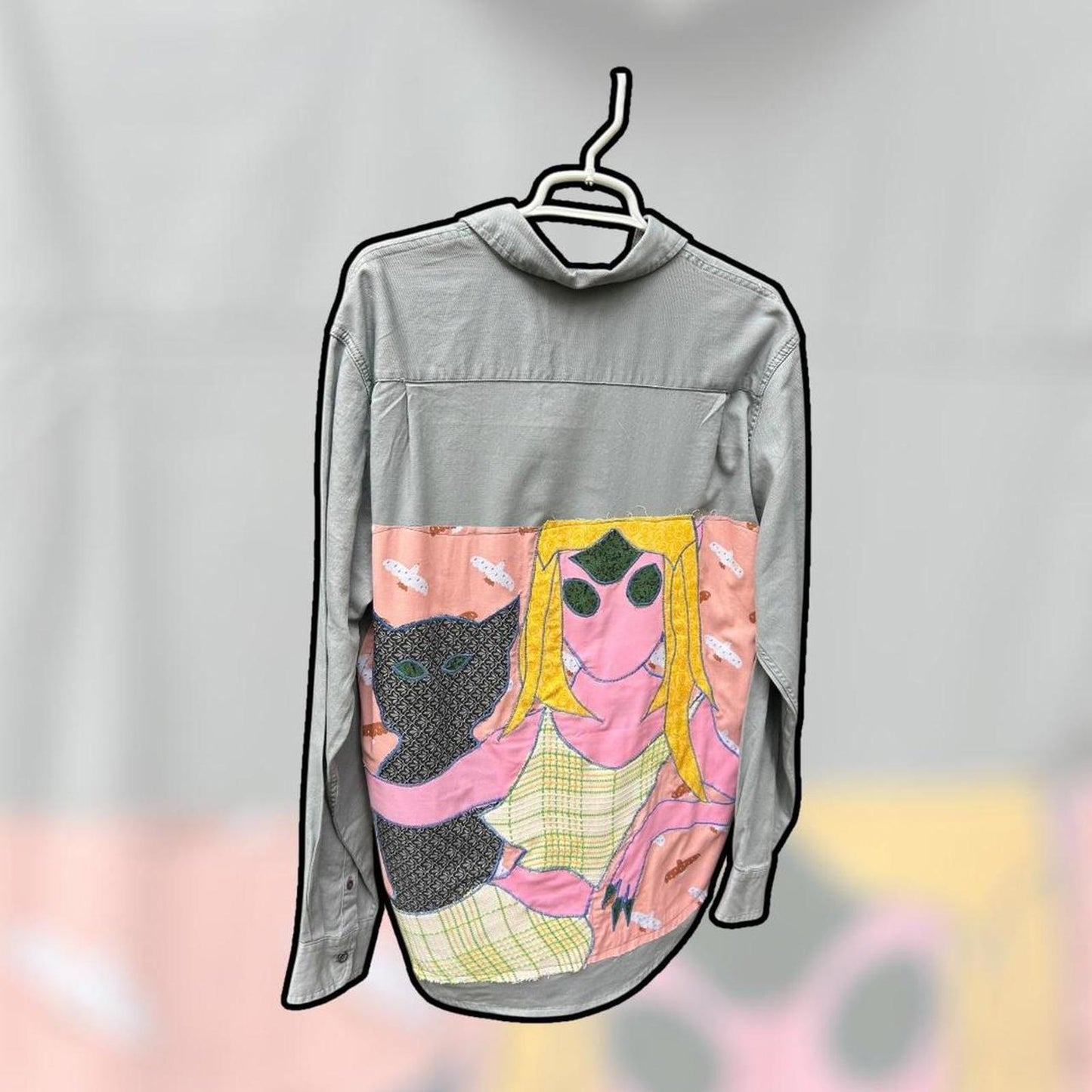 🛸 Upcycled Wrangler Alien Girl Shirt 🖤