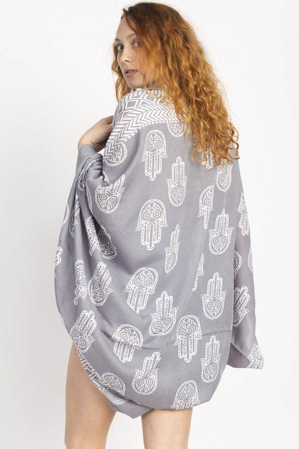 Hamsa Flowing Cocoon Wrap: Black / One Size