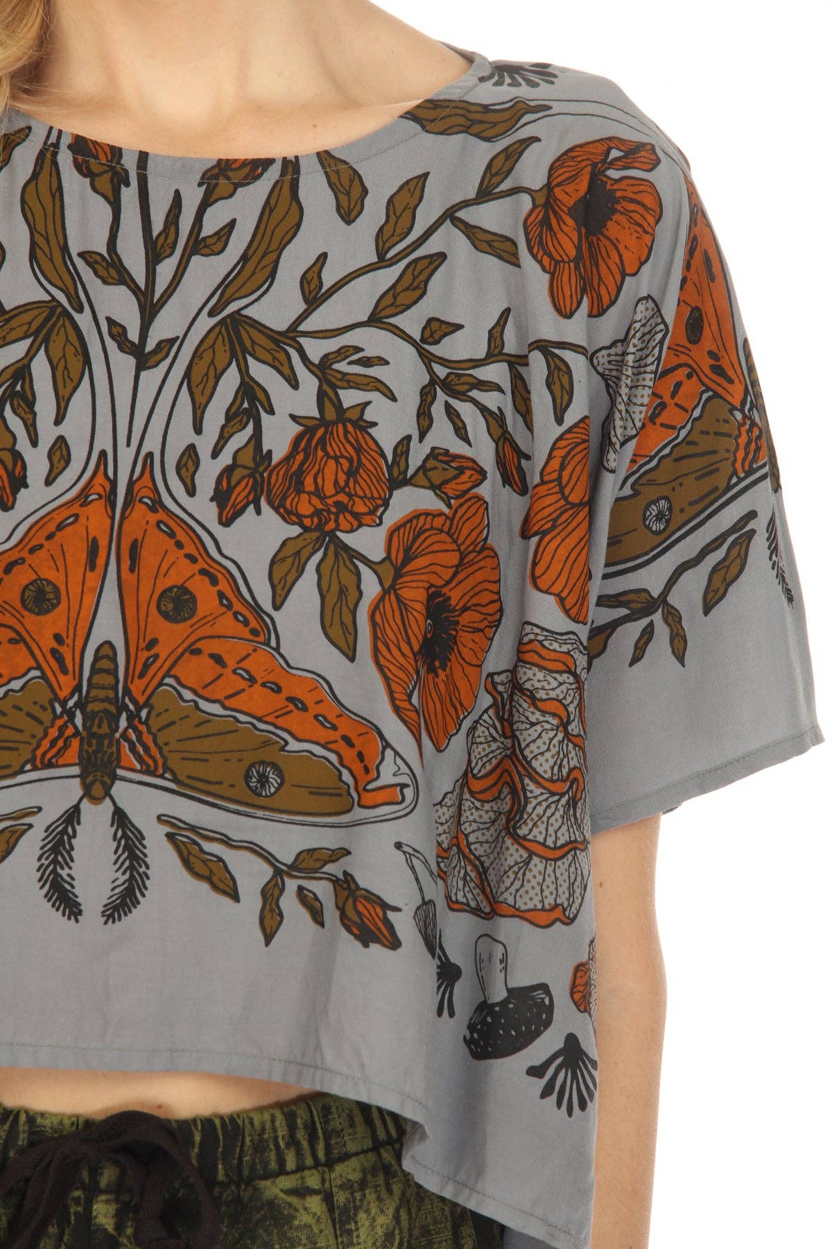 Luna Moth Scarf Crop Top: Rose / One Size