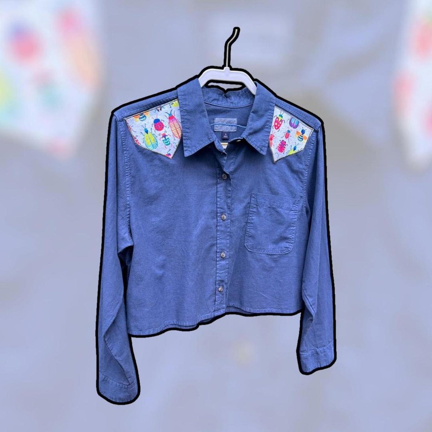 💙 Upcycled Blue Beetle Crop Top 💙