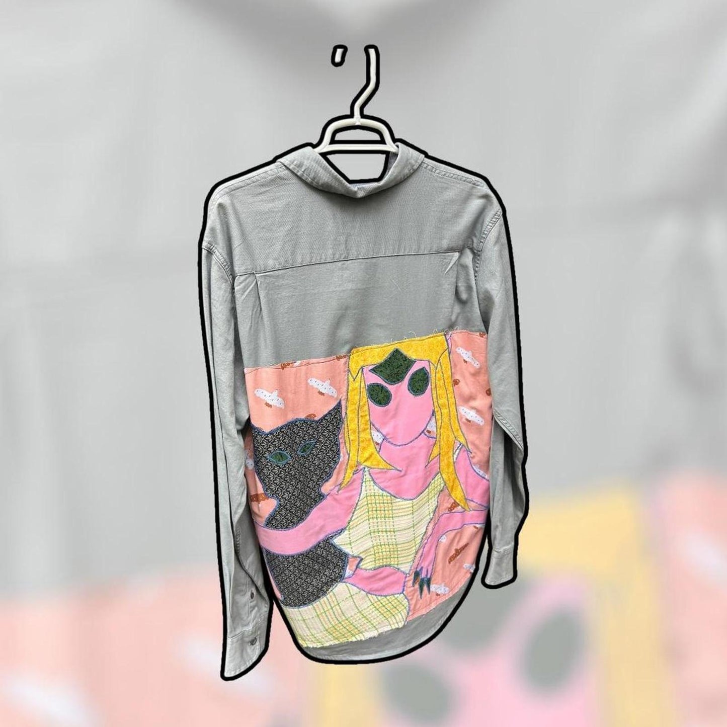 🛸 Upcycled Wrangler Alien Girl Shirt 🖤