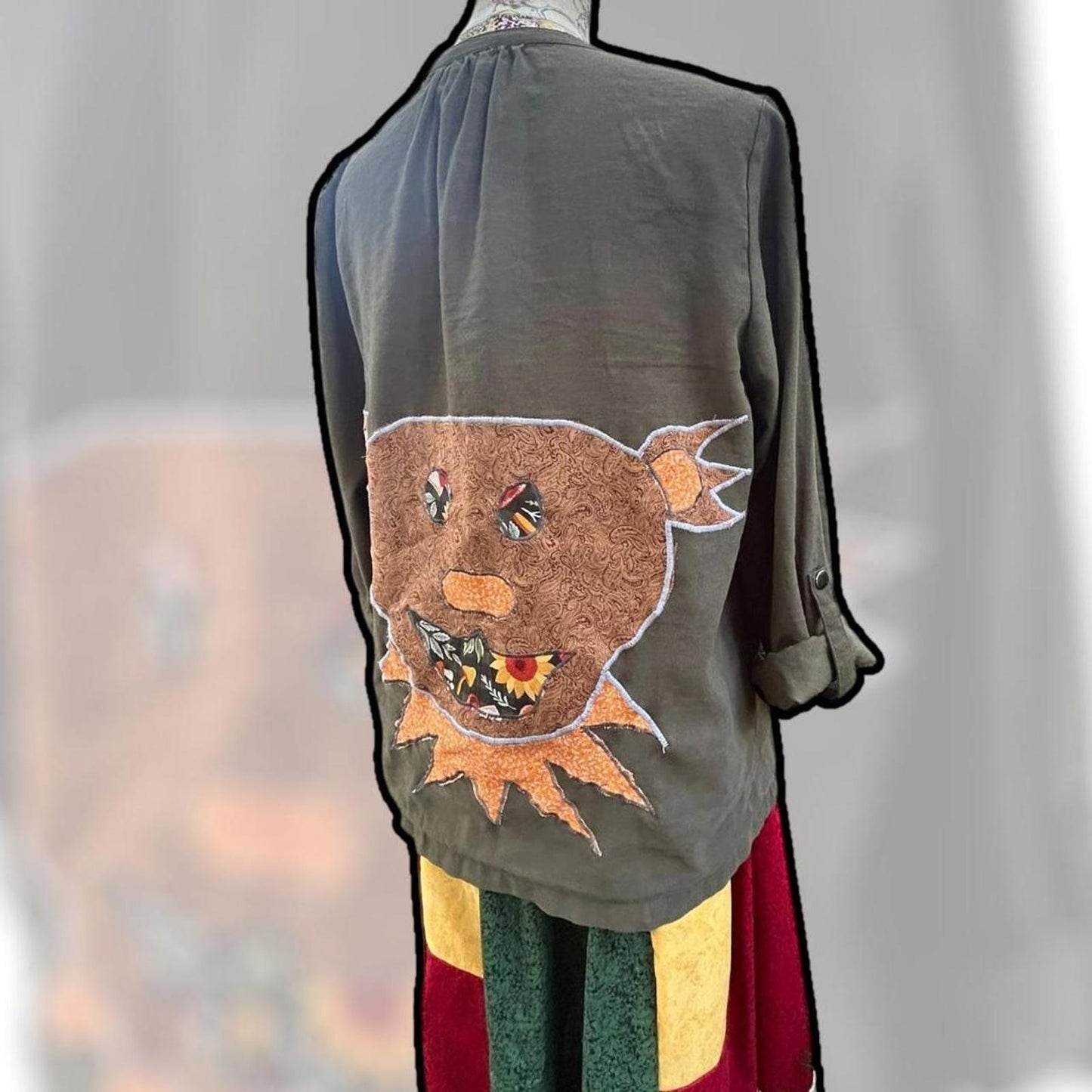 🌀 Upcycled Folk Art Jacket ❤️ Dancing Bear Edition 🌀