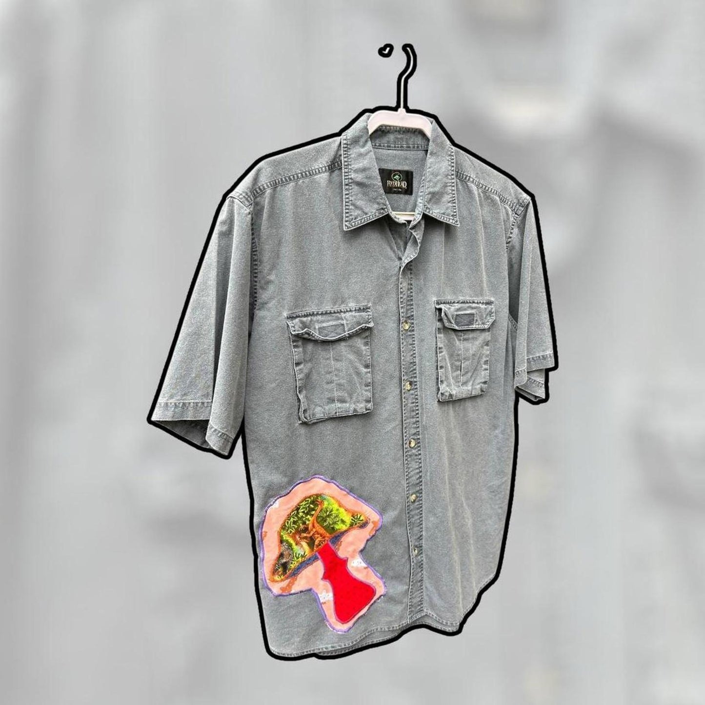 🍄 Upcycled Redhead Vintage Denim Mushroom Shirt 🍄