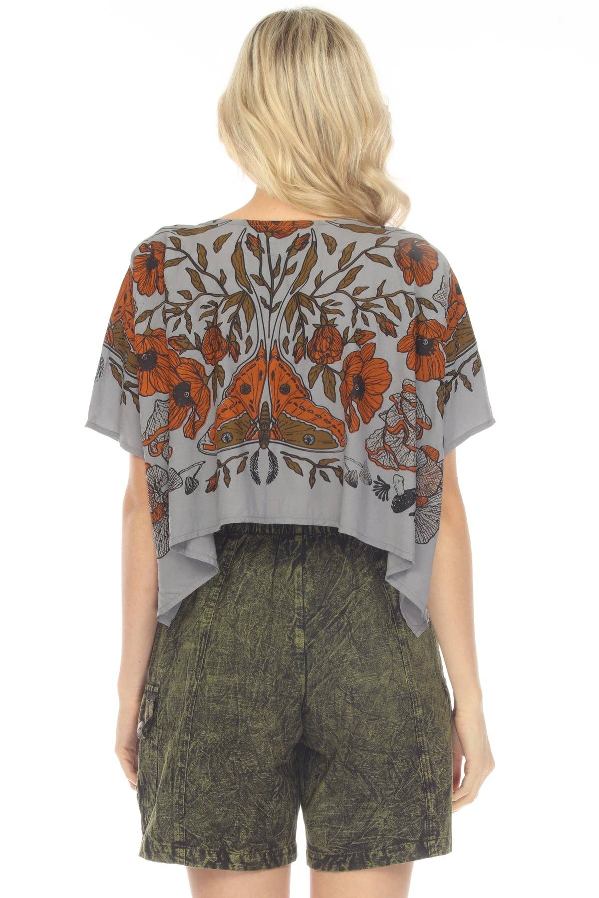 Luna Moth Scarf Crop Top: Rose / One Size