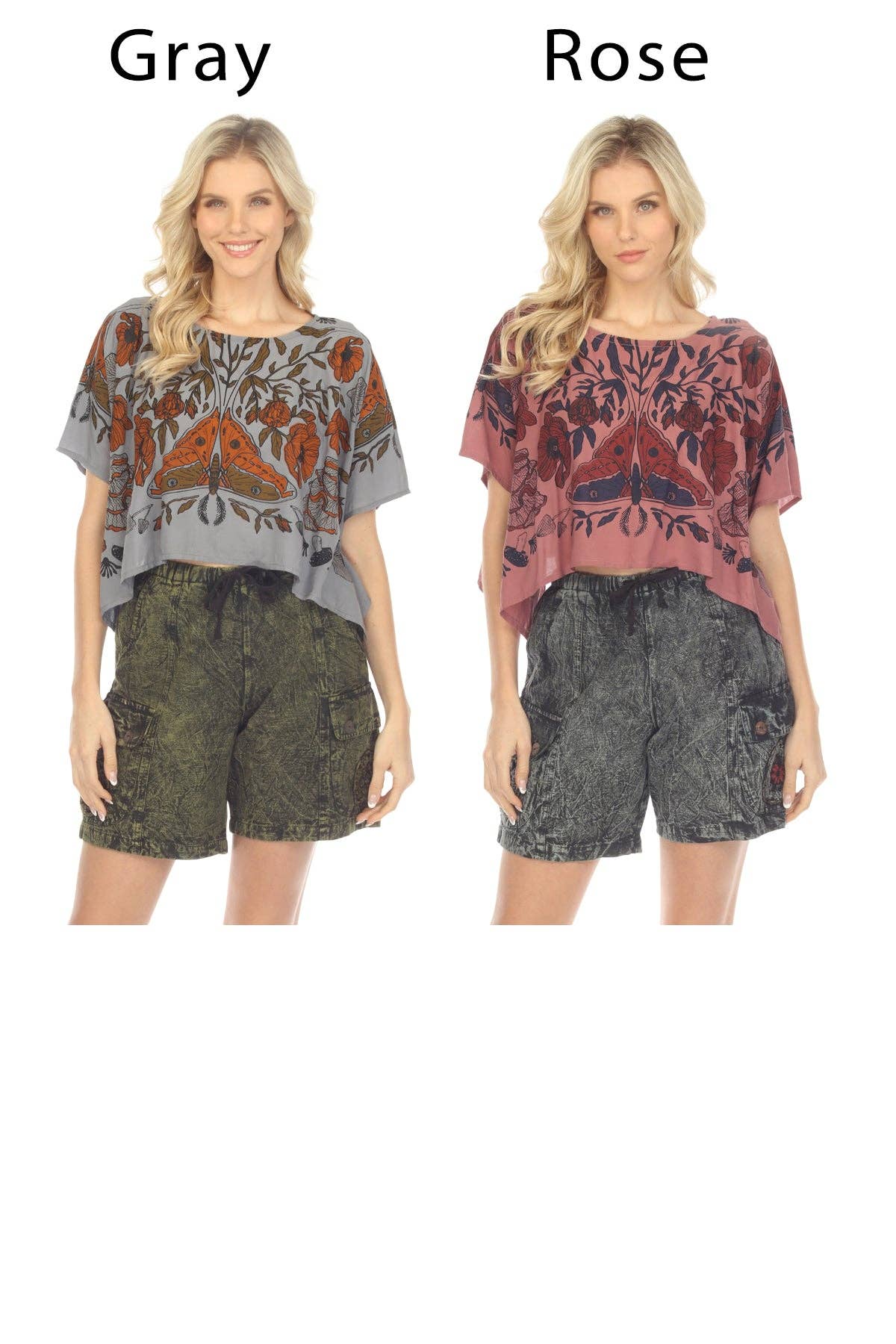 Luna Moth Scarf Crop Top: Rose / One Size